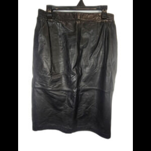 Vintage Leather Skirt Womens 14 Diversity Stretchy Waist Edgy Maxi Lined